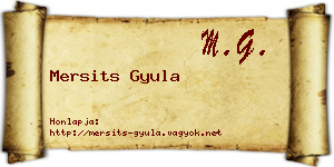 Mersits Gyula névjegykártya